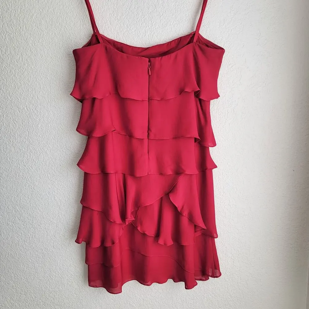 BCBG MaxAzria Fushia Pink Ruffled Layered Strapless Mini Dress Size 12
